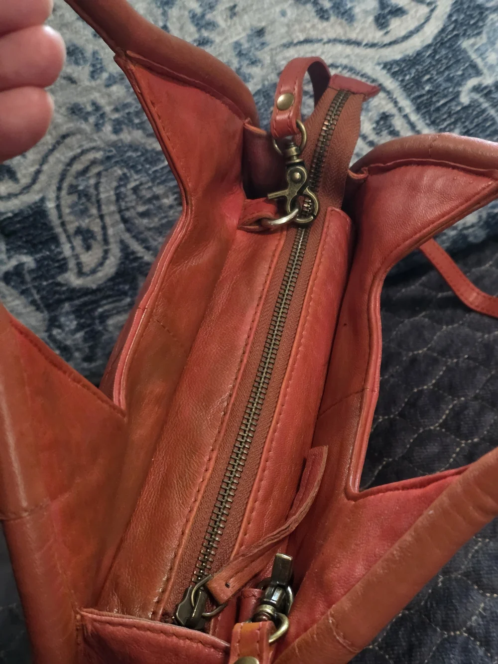 Antropologie Julien Leather  Crossbody Bag in Burnt Orange.